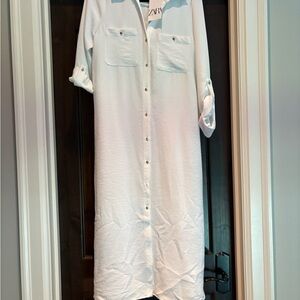 White Button-Down Shirt Dress